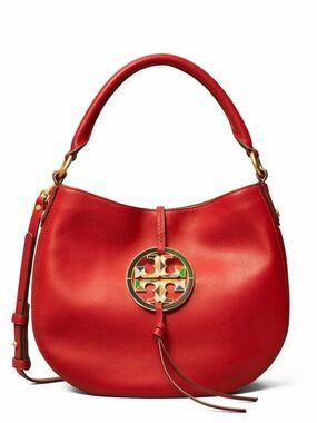 Tory Burch Miller Hobo Bag – Red Leather with Multi-Color Logo